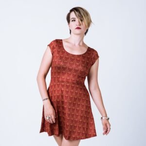 The Fencer's Damask Cap Sleeve Skater Dress