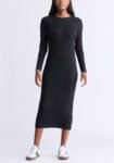 Jaida Women's Long Sleeve Rib Knit Dress. Black - SD0004F