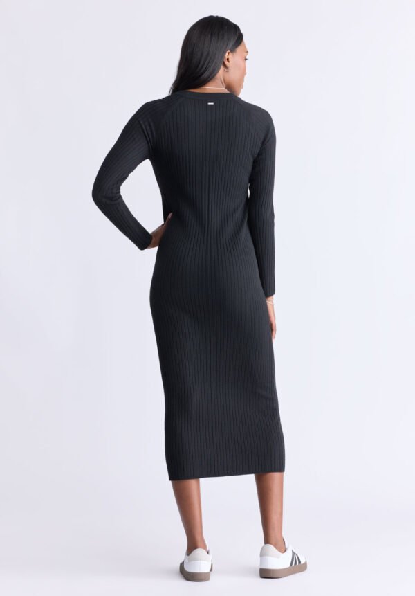 Jaida Women's Long Sleeve Rib Knit Dress. Black - SD0004F