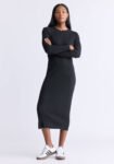 Jaida Women's Long Sleeve Rib Knit Dress. Black - SD0004F