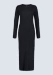 Jaida Women's Long Sleeve Rib Knit Dress. Black - SD0004F