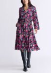 Karrigan Women's Long-Sleeve Midi Dress. Pink Floral - WD0059F