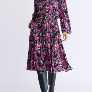 Karrigan Women's Long-Sleeve Midi Dress. Pink Floral - WD0059F