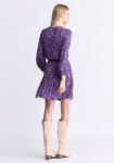 Rochelle Women's Floral Print Long-Sleeve Dress. Purple - WD0064H