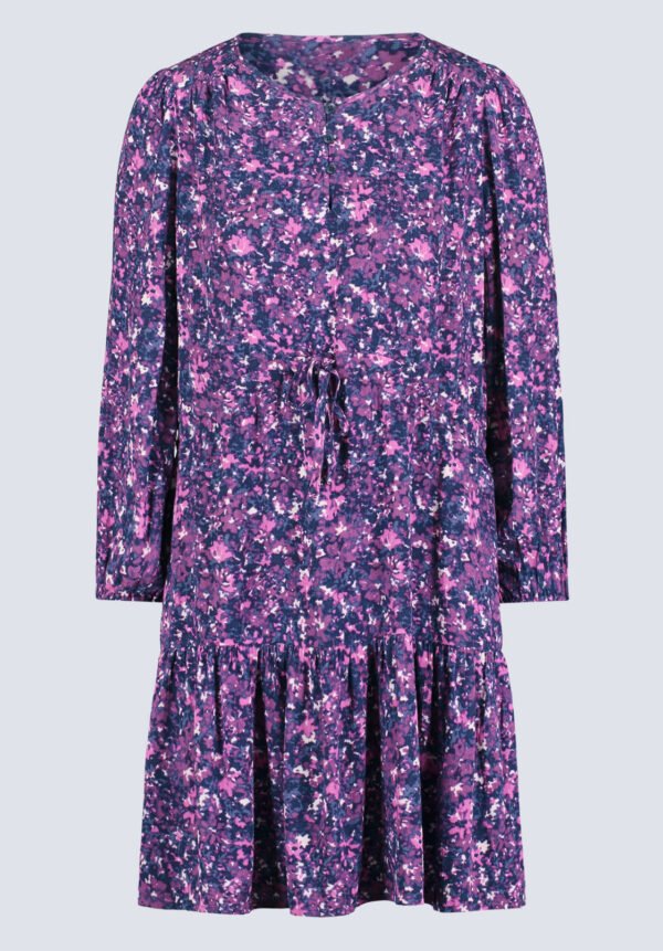 Rochelle Women's Floral Print Long-Sleeve Dress. Purple - WD0064H