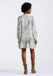 Darya Women's Boho-Print Long-Sleeve Mini Dress with Button Front and Tiered Hem. Paisley - WD0089P