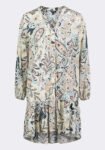 Darya Women's Boho-Print Long-Sleeve Mini Dress with Button Front and Tiered Hem. Paisley - WD0089P